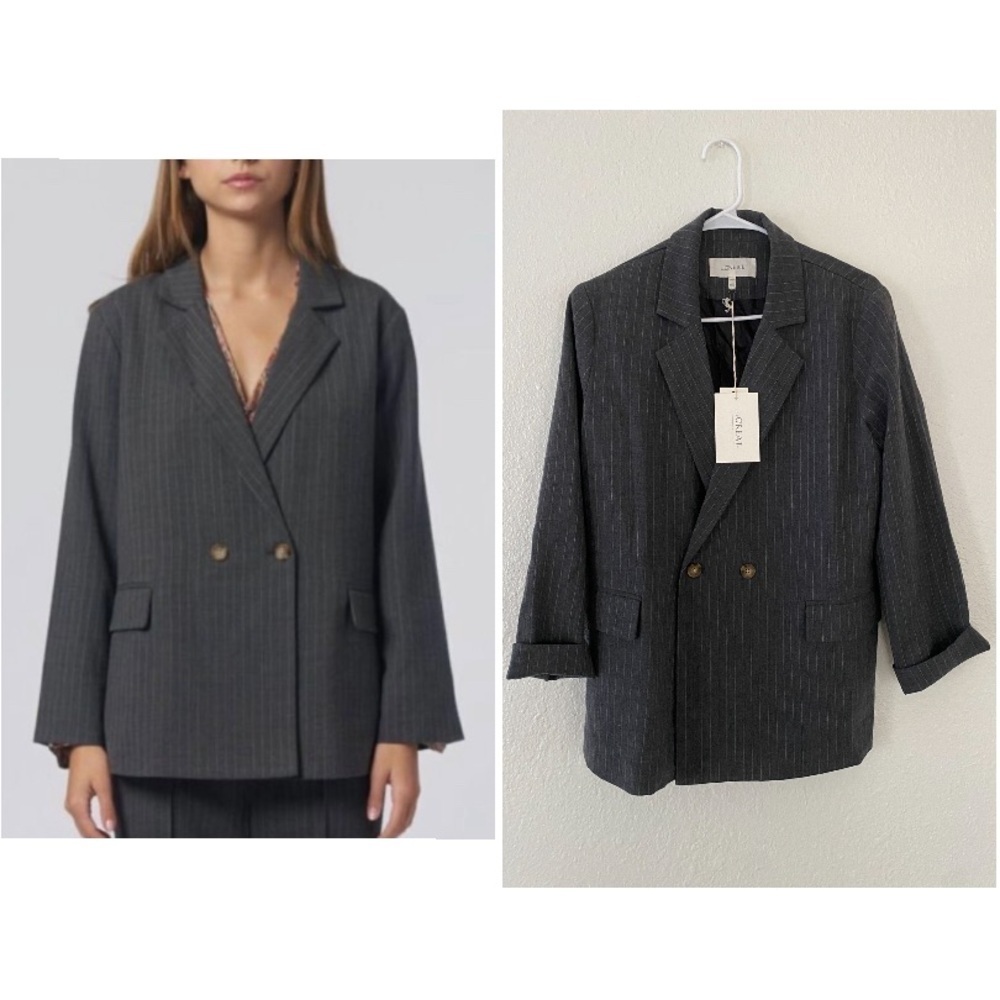 Nwt The Great Shlumpy Blazer Gray Pin Striped Size 1 (4/6)